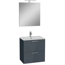 VitrA Mia Badmöbel-Set mit Waschtisch, Spiegel und Beleuchtung 59x61x39,5 cm Anthrazit glänzend MIASET60A