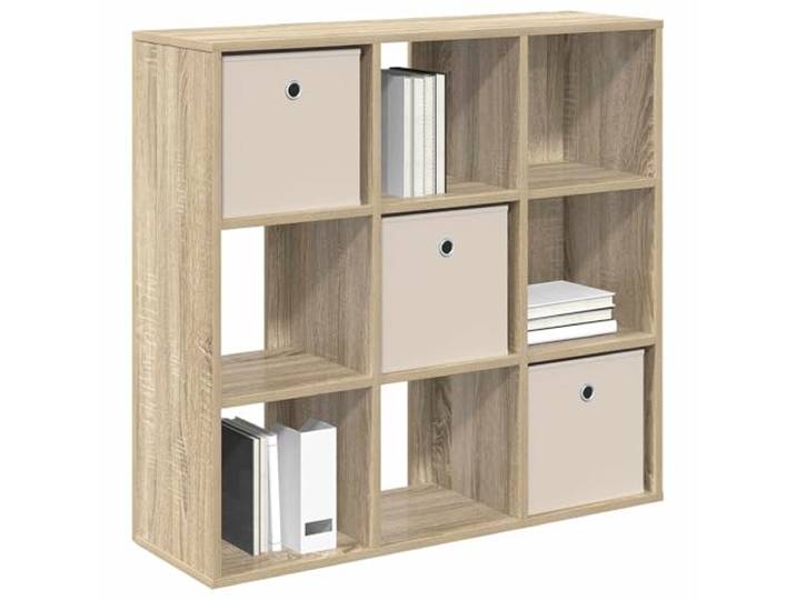 KTHLBRH Sideboard Eiche Sonoma 88,5 x 29 x 84,5 cm 3 Schubladen Eingenähte Griffe, Holztechnik, verstellbare Einlegeböden, vielseitig verwendbar für Wohnzimmer