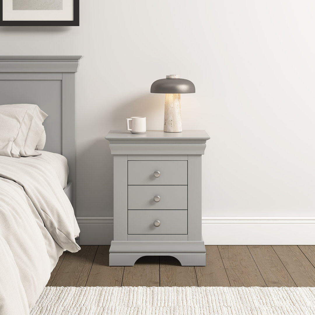ClassicLiving Adaleya 3 Drawer Bedside Chest Grey 64cm H X 50cm W X 38cm D