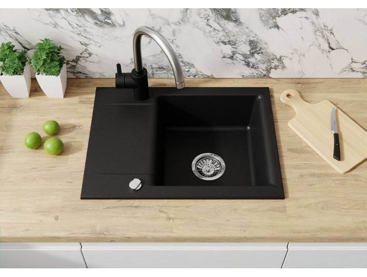 Küchen-Preisbombe Granitspüle Bea 59 Spüle Einbauspüle Küchenspüle Spülbecken 59x44 schwarz