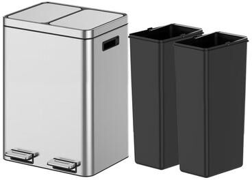 Garvee 40L Stainless Steel 2-Compartment Trash Can