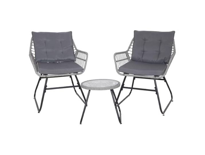 SVITA Amalfi Rattan Sitzgruppe Outdoor Gartenlounge Sitzgruppe 2 Personen Balkonset 3-TLG. Gartenmöbel Set inkl. Kissen Bistroset Polyrattan Hellgrau