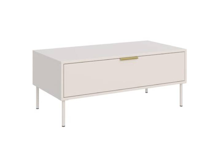 Selsey Couchtisch 100 x 50 x 44 cm, mit Schublade, Taupe, modernes Design ergonomischer Griff 14,8 cm, Kugelrollenführungen GTV Two Way, mattes, fingerabdruckarmes Finish, Metallbeine 17 cm