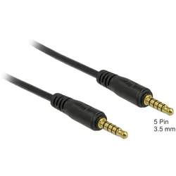 Delock Klinkenkabel 3,5 mm 5 Pin Stecker zu Stecker 3 m schwarz