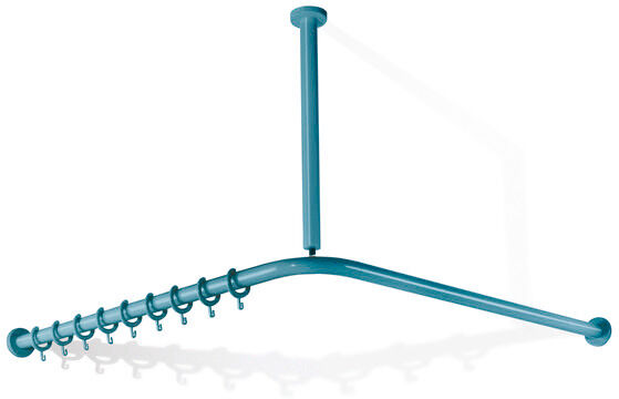 Hewi 801 tringle à rideaux 801.34.146155 900 x 900 mm, 18 anneaux à rideaux, bleu aqua