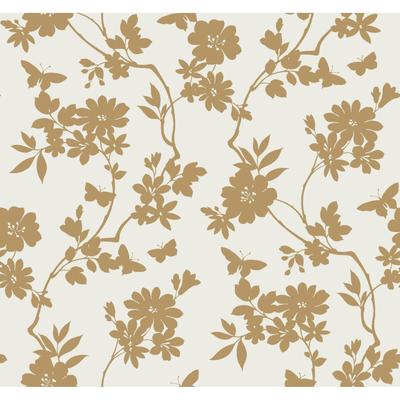 Candice Olson Flutter Vine White & Gold Wallpaper