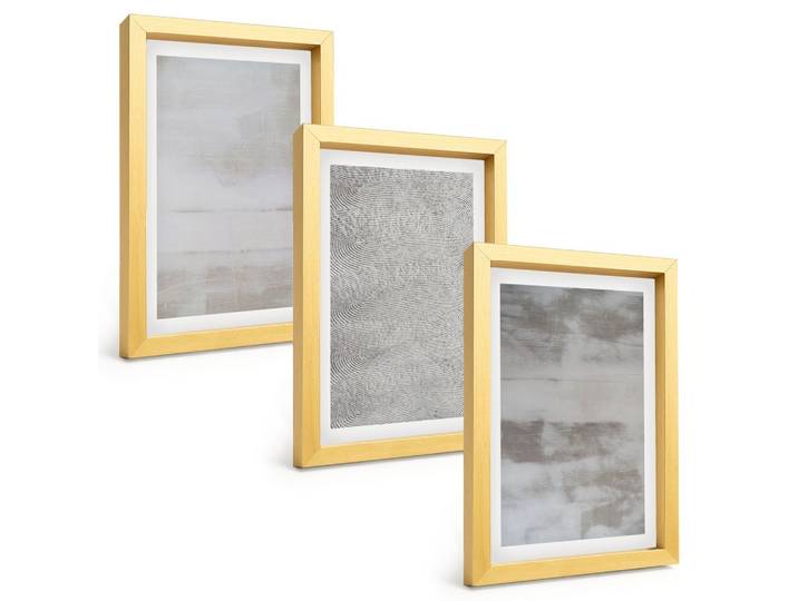 BILDER SET 3er Set - 20x30 cm Goldrahmen - Moderne minimalistische Texturen