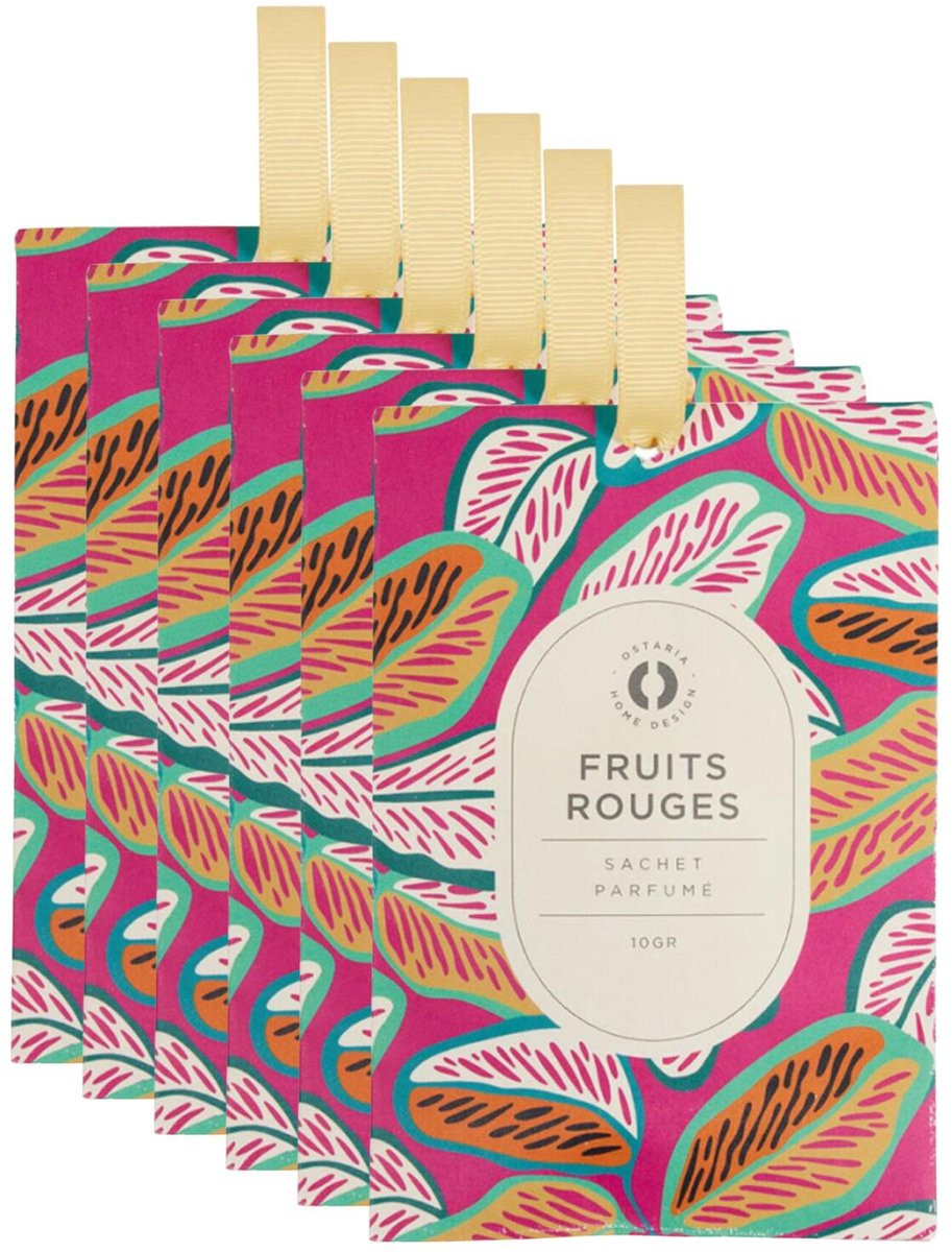 Ostaria Geurzakjes Rood fruit - 6 stuks - met ophanglusje
