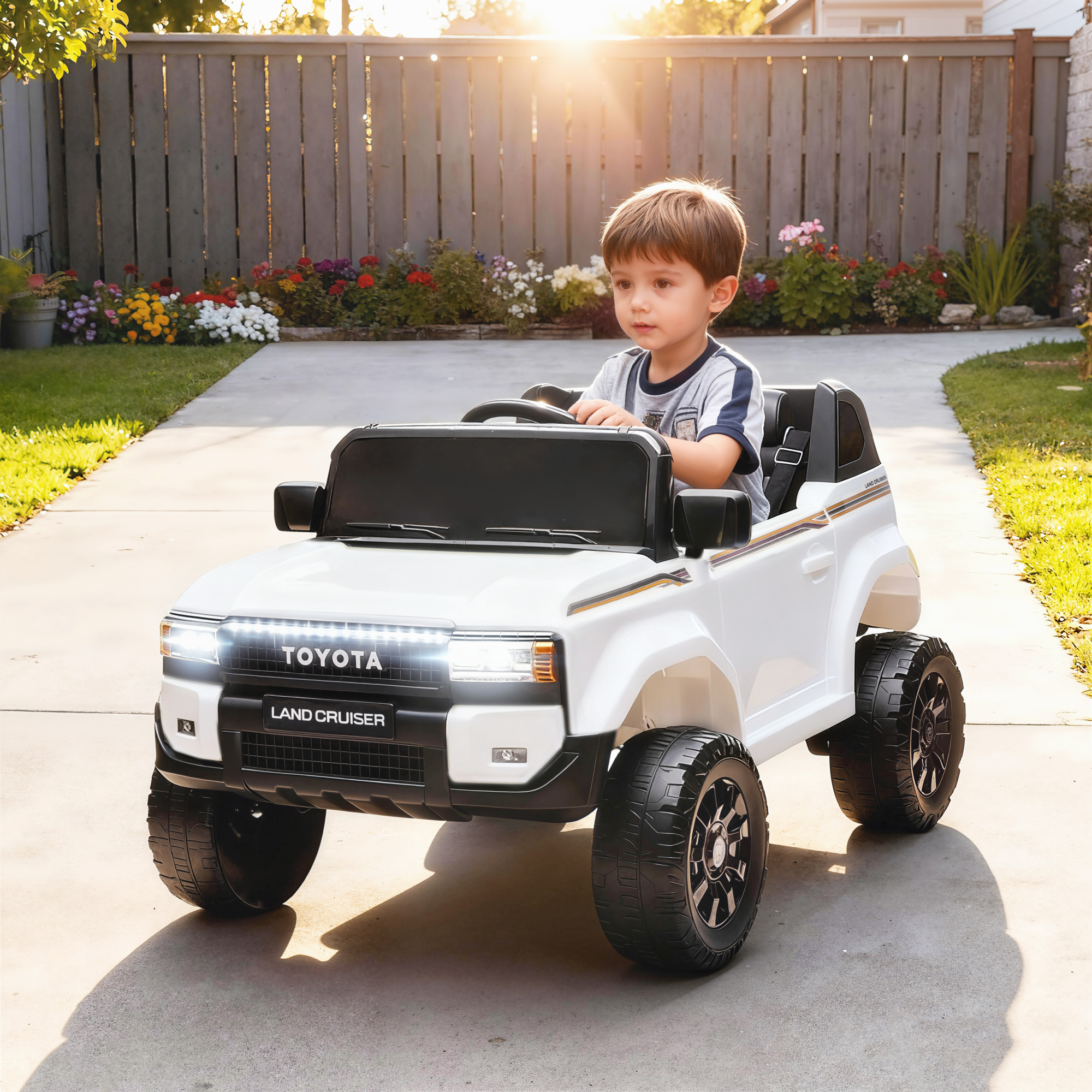 Aiyaplay Auto Elettrica per Bambini TOYOTA Land Cruiser 12V con Telecomando, Età 3-6 Anni, Bianco   Aosom Italy