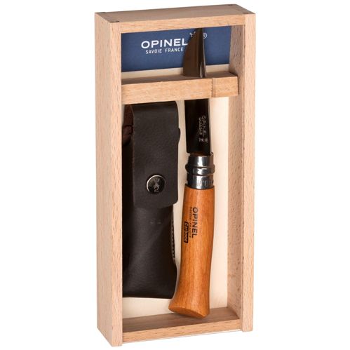 Opinel Taschenmesser No. 08 in Holzbox inkl. Kunstlederetui