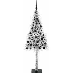 vidaXL, Weihnachtsbaum, Levke (mit LEDs &schwarzen Kugeln) (180 cm)