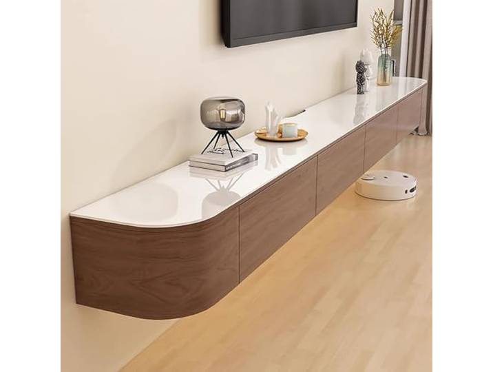 tv schrank Schwebender TV-Ständer mit Schubladen for Schlafzimmer, solide Holz-Wohnzimmer-TV-Ständer for verschiedene Szenarien