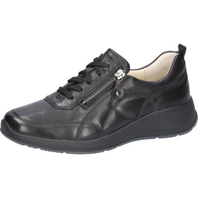 Schnürschuh WALDLÄUFER "Kalea", Damen, Gr. 5, Leder Textil, schwarz, Nappaleder, Schuhe Schnürschuh, Komforschuh, Halbschuh mit seitlichen Reißverschlüssen, K-Weite