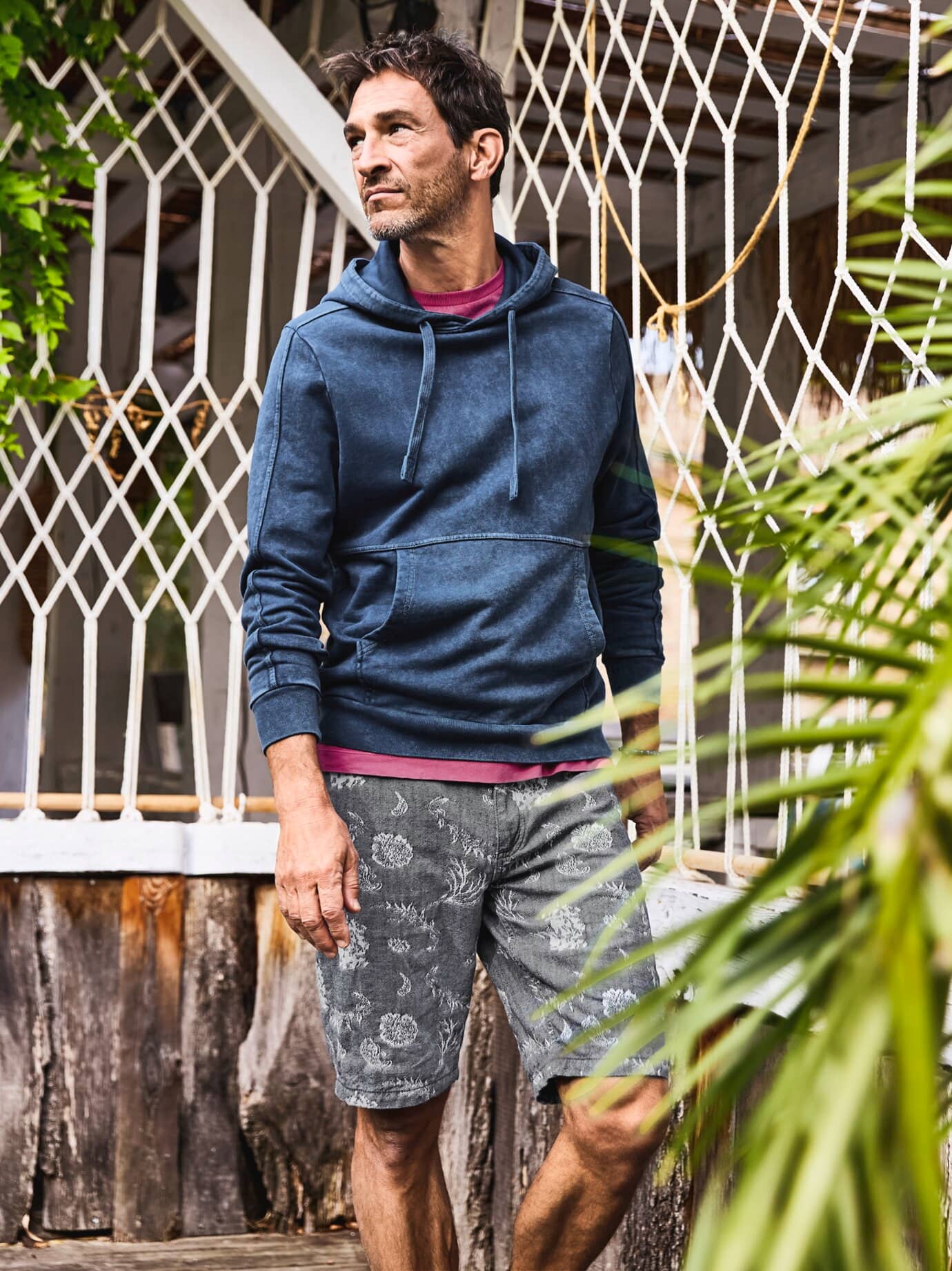 Mey & Edlich Ecken-Kanten-Denimhoodie Blau 50