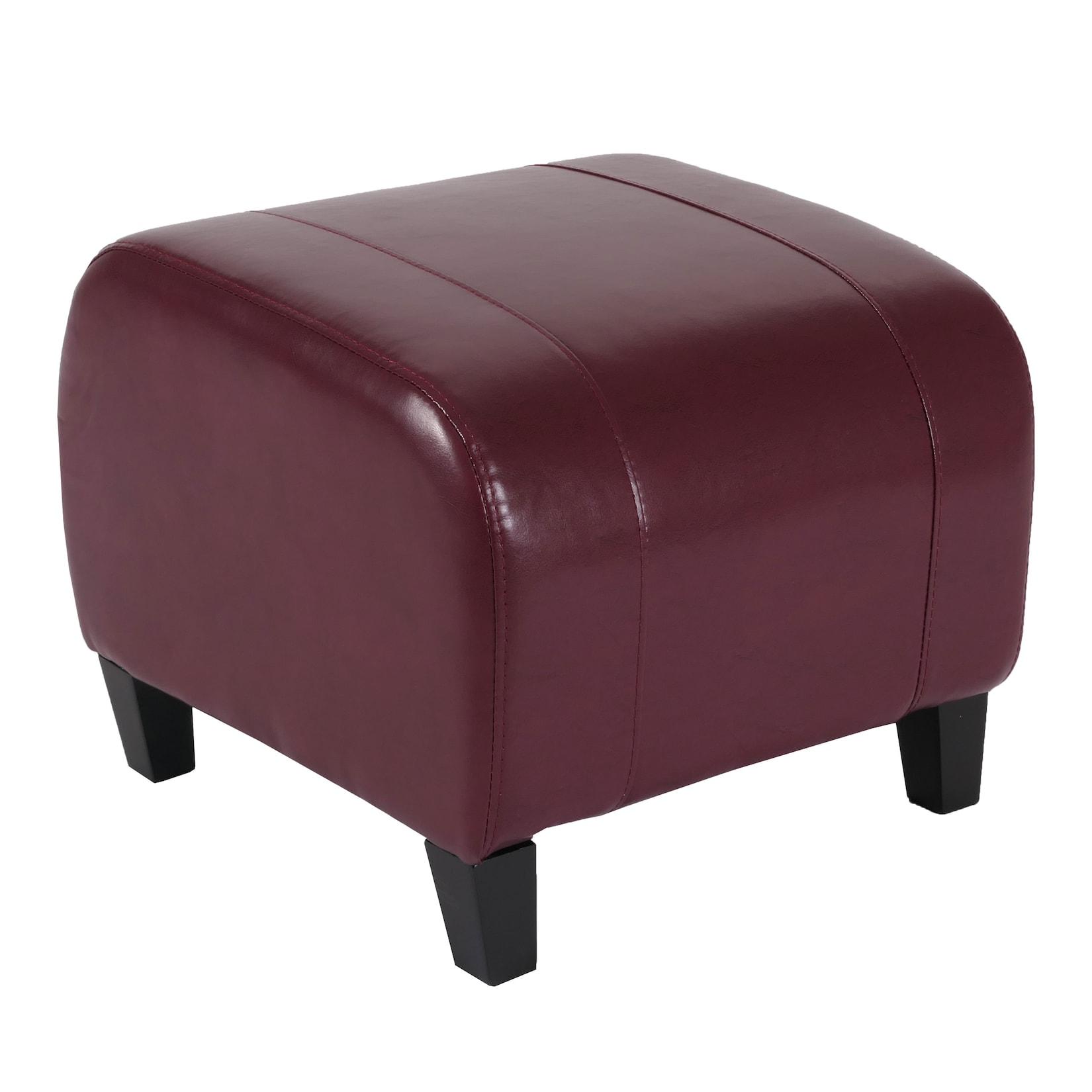 Hocker Sitzwürfel Sitzhocker Aversa, Leder + Kunstleder, 37x45x47 cm MVG-zertifiziert ~ rot