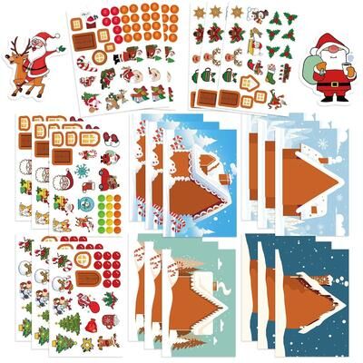 Uplift Essentials "8 Piece Christmas Snowman ""Make A Face"" Puzzle Stickers set E"