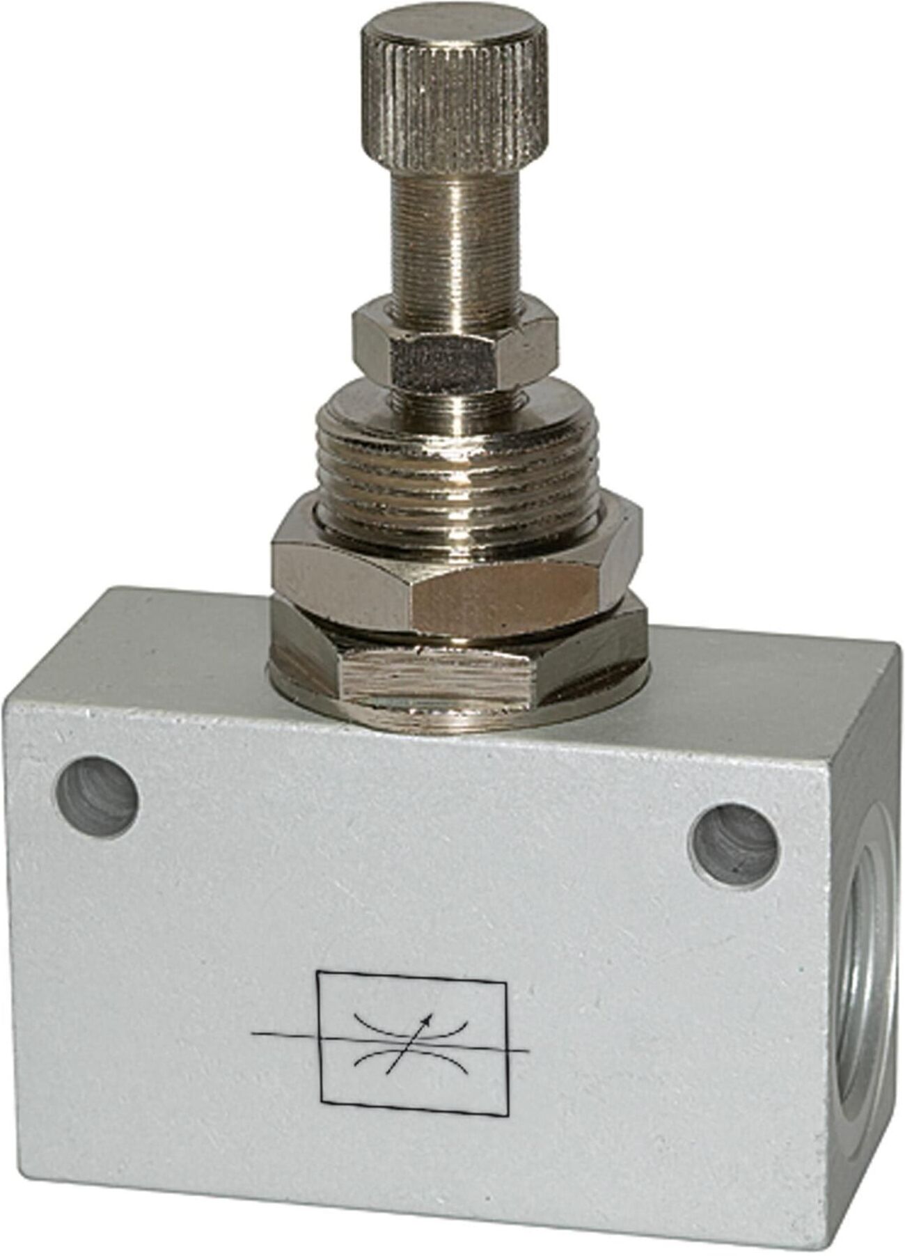 Riegler Drosselventil, in Blockform, Alu eloxiert, G 1/8, PN max. 10 bar (225.53)