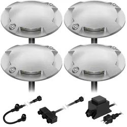 ledscom.de LED Boden-Aufbau-Leuchte Bunda, 4-flammig, für außen, befahrbar, warm-weiß, 4er Set