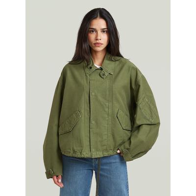 Outdoorjacke G-STAR "Oversized Cropped Jacke", Damen, Gr. M, grün (four leaf clover gd), Obermaterial: 70% Baumwolle, 30% Baumwolle, Jacken Outdoorjacke