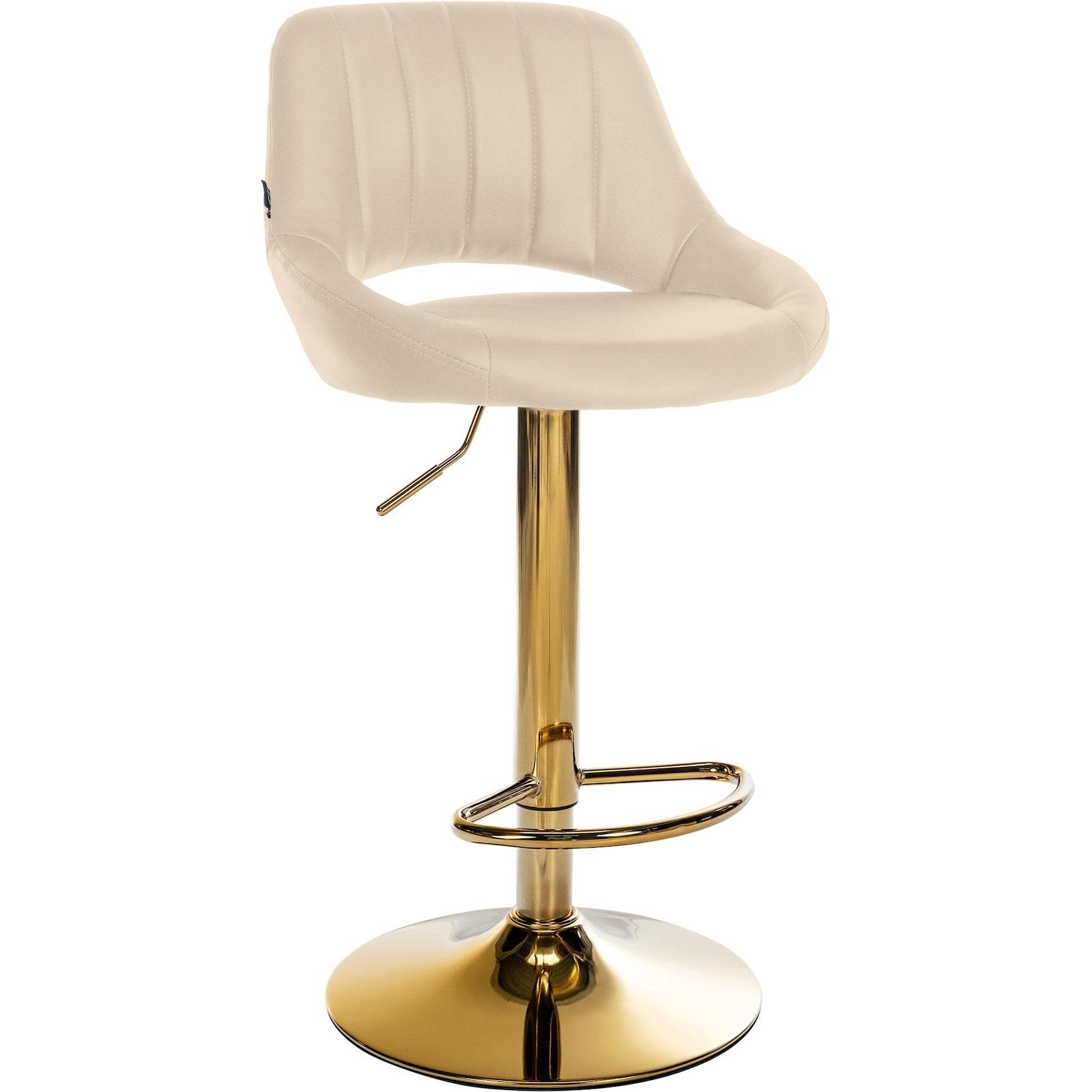 CLP Barhocker Milet Kunstleder gold - Farbe: creme, Gestellfarbe: gold