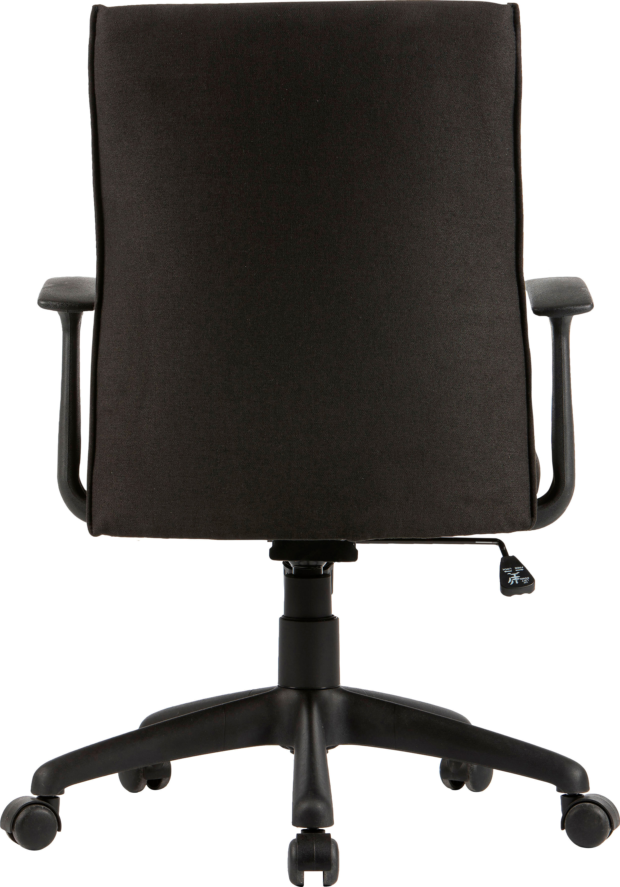 Bürostuhl BYLIVING "Rocket", schwarz (schwarz, schwarz, schwarz), Webstoff, 100% Polyester, Stühle, Bürostuhl, mit Webstoff oder modernem Cord Bezug, mit Wippmechanik schwarz, schwarz, schwarz Webstoff