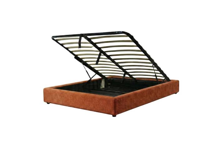 Lit coffre velours côtelé terracotta 180x200 cm