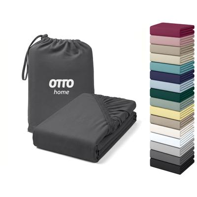Spannbettlaken OTTO HOME "Cremona Baumwolle-Elasthan", anthrazit, B:200cm L:200cm, Zwirn-Jersey (220g/m²), Obermaterial: 96% Baumwolle, 4% Elasthan, Bettlaken, Spannbettlaken, NEU bis 30 cm Höhe, Bettlaken in PREMIUM Qualität, auch Zwirn-Jersey