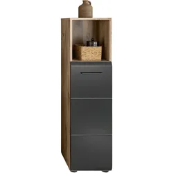 MIDISCHRANK schwarz matt, Nox Eiche, Bad Unterschrank 30 x 110 cm, 4 Fächer