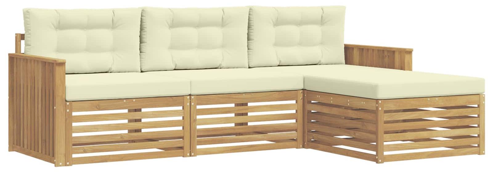 Outdoor-Sofagarnitur 4 Stk. Weiß und Creme