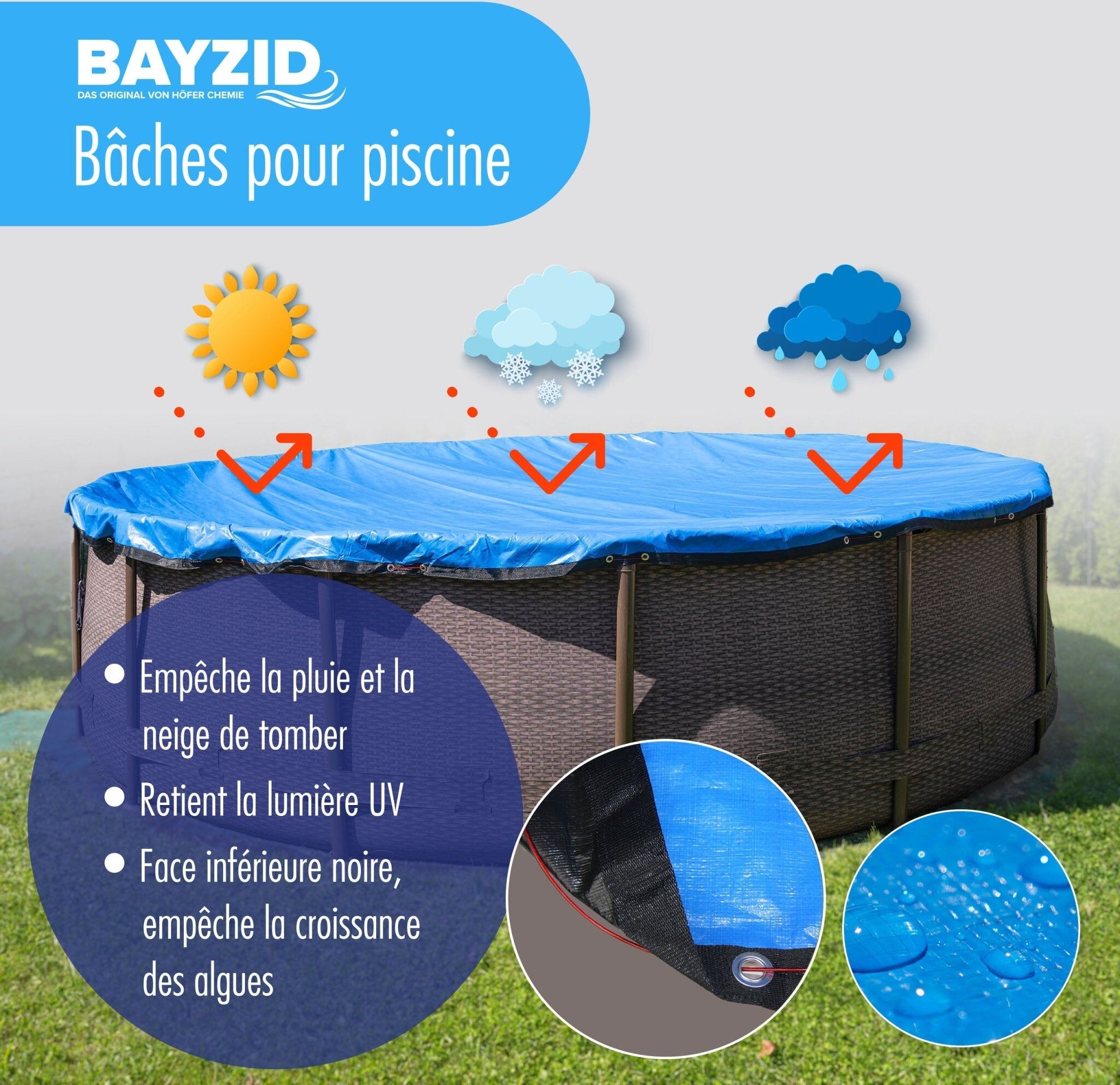 Höfer Chemie GmbH 200 g/m² Bâche de piscine pour piscines rondes 6 m