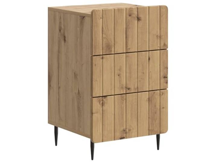 KDVXBCQJH Nachttisch 3 Schubladen Artisan-Eiche Holzwerkstoff 43x41x68cm Kompakte Nachtkommode fuer das Schlafzimmer mit schwarzen Beinen und geschmeidigen Rollenschubladen fuer Ihre Utensilien.