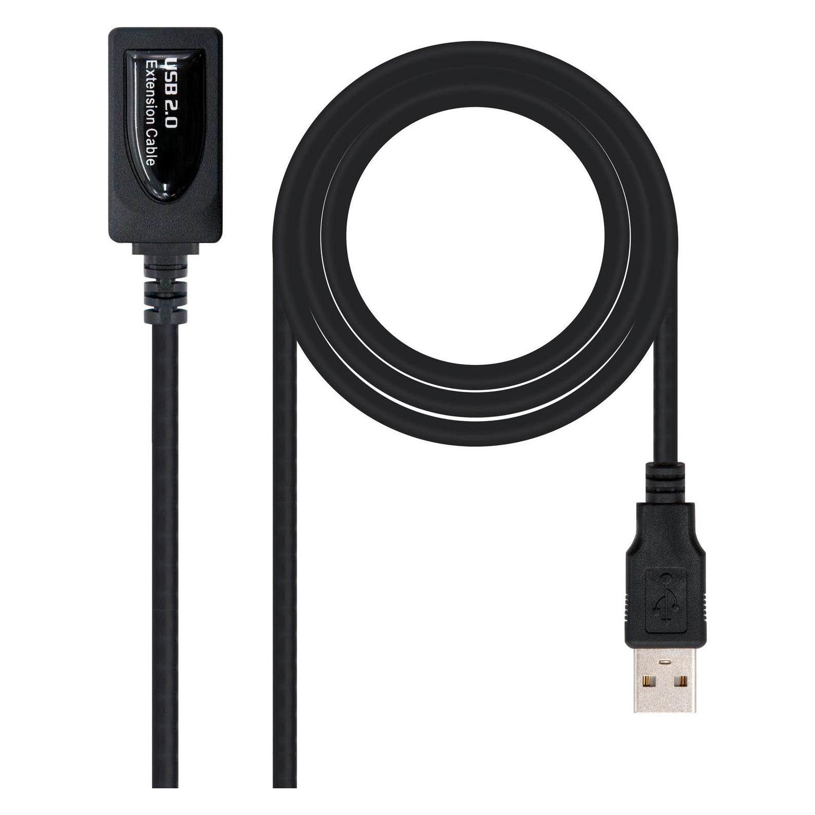 Nanocable USB CABLE(A) 2.0 TO USB(A) NANOWIRE+AMPLIFICAD. 5M 5M/MALE TO FEMALE/SIGNAL AMPLIFIER USB/BLACK 10.0 (5 m, USB 2.0) (10.01.0211)