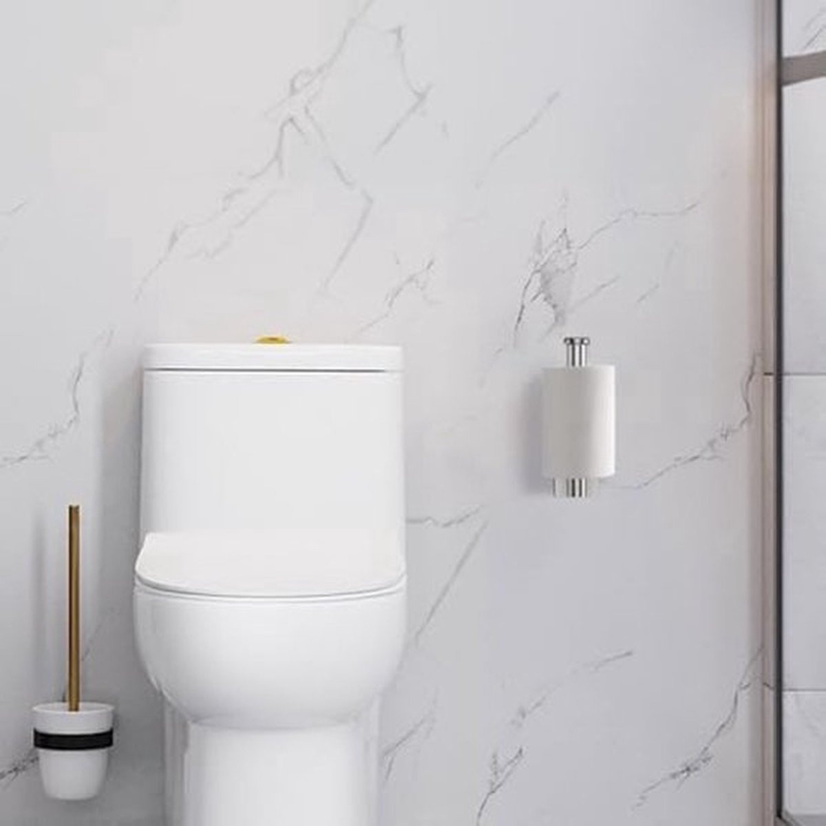 Zelfklevende chromen toiletrolhouder voor wandmontage in de badkamer of keuken