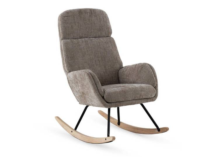 Fauteuil à bascule tapissé en chenille marron