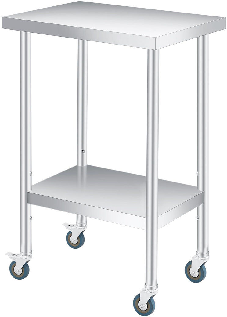 London Boutique Stainless Steel Prep Table, with Adjustable Undershelf, Commercial Heavy Duty Table with Adjustable Under Shelf for Outdoor Use,Restaurants,Hotels,Wor 60.96*30.48*88.9 cm