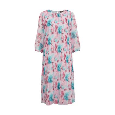 Etuikleid GOLDNER "Aufregend plissiertes Kleid", Damen, Gr. 44, N-Gr, orange (lagune, apricot, geblümt), Obermaterial: 100% Polyester PES., festlich, normal, Sonstiges, Kleider Etuikleid, Ohne