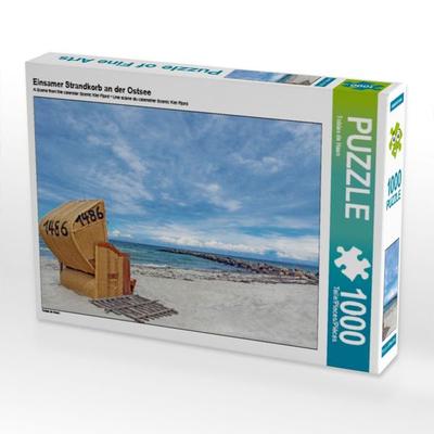 CALVENDO Puzzle Einsamer Strandkorb an der Ostsee | 1000 Teile Lege-Größe 64x48cm Foto-Puzzle für glückliche Stunden