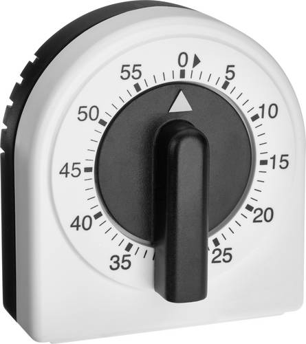 TFA Dostmann Analoger Küchen-Timer Eieruhr Weiß-Schwarz analog