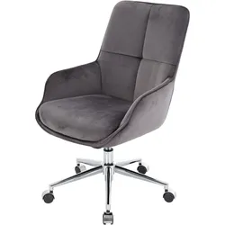 Bürostuhl MCW-J64, Drehstuhl Schreibtischstuhl Lehnstuhl, mit Armlehne höhenverstellbar Samt MVG ~ dunkelgrau