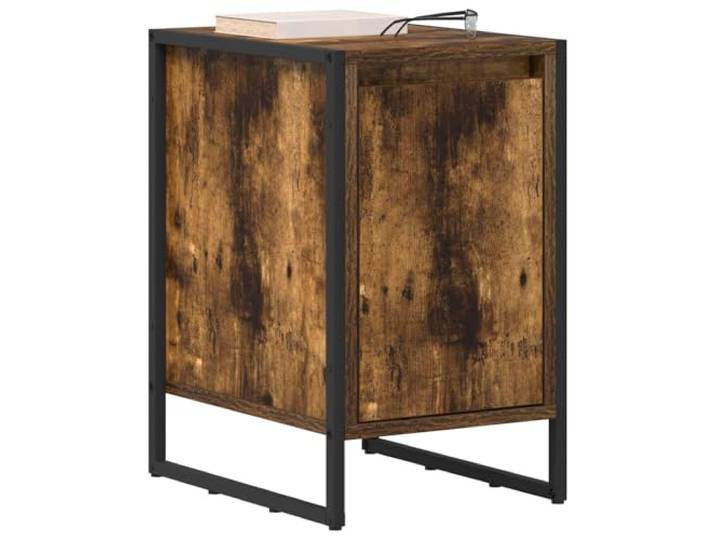 KTHLBRH Nachttisch, 2 Stück, aus Holz, 39,5 x 30 x 50 cm Beine aus Stahl, industrieller Stil, für Schlafzimmer, freistehendes Design