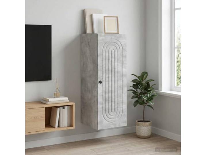 Wandschrank Betongrau 33 x 34,5 x 90 cm Holzwerkstoff mit Pendeltüren Wandmontiert, platzsparend, 90°-Pendeltüren, robustes Holzwerkstoffmaterial, vielseitig nutzbar