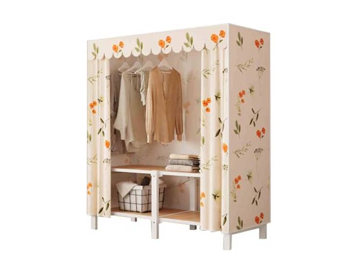 LigedamaiEU Tragbarer Kleiderschrank mit Abdeckung, freistehender Kleiderschrank-Kleiderständer, Stahl Stabiler tragbarer Schrank aus Stahlrohr und Stoff mit Abdeckung(Color 1,126 X 50 X 172cm)
