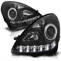 Xenon Scheinwerfer LED Tagfahrlicht Optik passend für Mercedes SLK R171 04-11 Schwarz