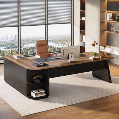Bluebell 78.7 Inch L-Shaped Executive Desk, Large Office Desk with Cabinet