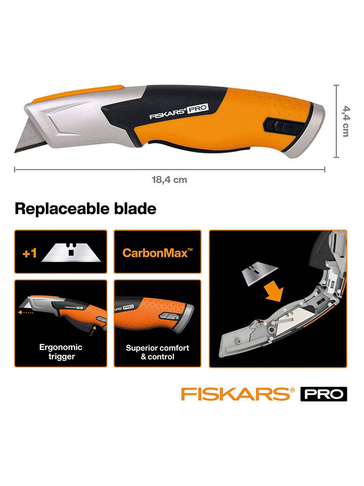 Fiskars Universalmesser "CarbonMax" in Orange - onesize