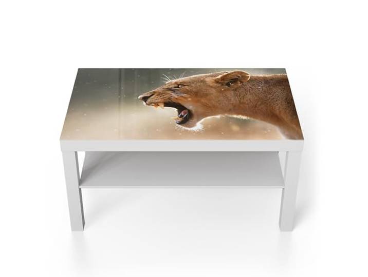 DEQORI Glastisch weiß groß 90x50 cm Motiv Königin des Brüllens ausgefallener Beistelltisch aus Glas Hochglanz Couchtisch fürs Wohnzimmer moderner Couch Tisch mit Design