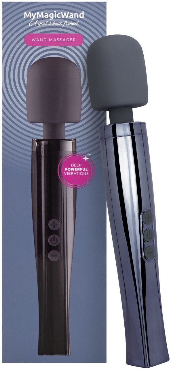 MyMagicWand Vibromasseur Wand Massager rechargeable en silicone doux gris
