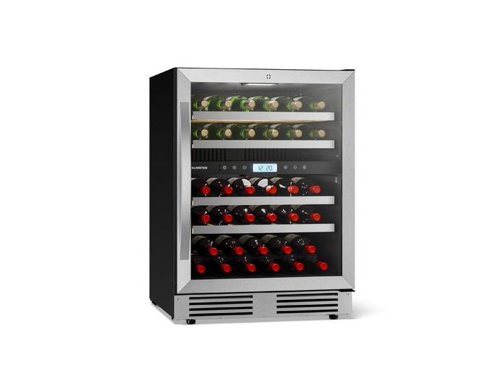 Klarstein Weinkühlschrank VeroSteel BU 43b Duo G Slv, für 43 Standardflaschen á 0,75l