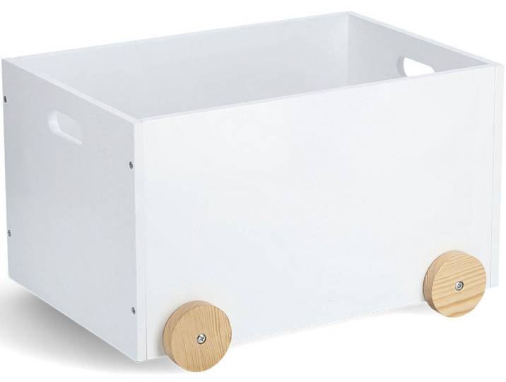 Spielzeugtruhe ZELLER PRESENT, weiss (weiß), B:50cm H:30cm T:36cm, MDF, Massivholz, Aufbewahrungsboxen, Spielzeugtruhe, mit Rollen