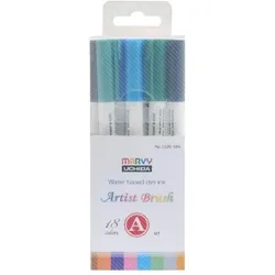 Marvy, Marker, Filzstifte Artist Brush 18 Farben (18x)
